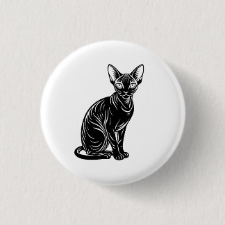 Dark Sphynx Cat Art – Mysterious Minimal Design Button