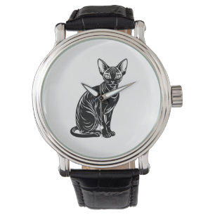 Dark Sphynx Cat – Minimalist Bold Art Watch