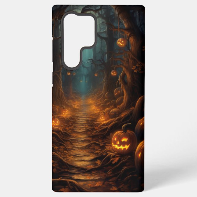 DARK SPOOKY HALLOWEEN PATH WITH PUMPKINS SAMSUNG GALAXY CASE (Back)
