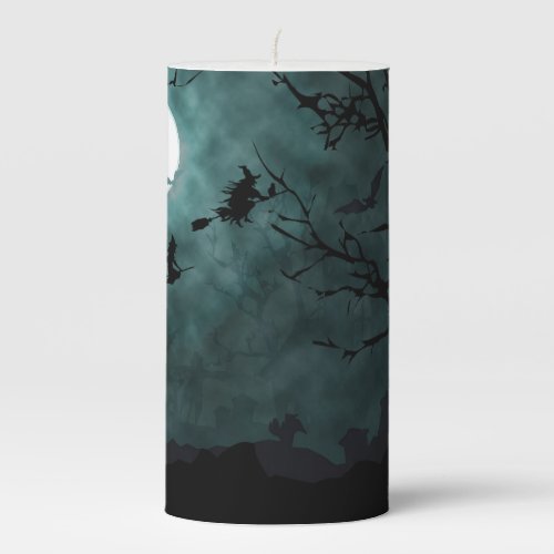 Dark Spooky Night Pillar Candle