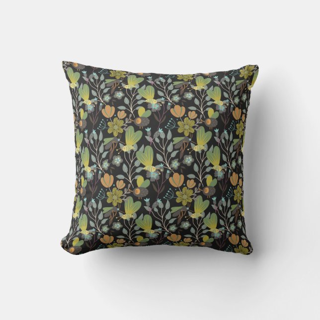 Dark Spring Pattern Throw Pillow (Front)