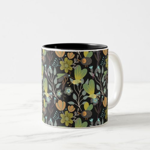 Dark Spring Pattern Two_Tone Coffee Mug