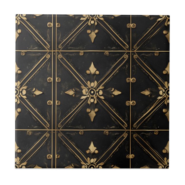 Dark Square Pattern Ceramic Tile (Front)