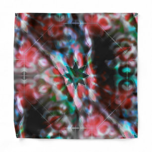 Dark star on glass flower spots, red to dark green bandana