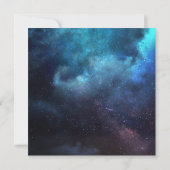 Dark Starry Night Blue Nebula Bridal Shower Invitation (Back)