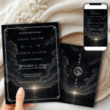 Dark Starry Night Silver Foil Celestial Wedding