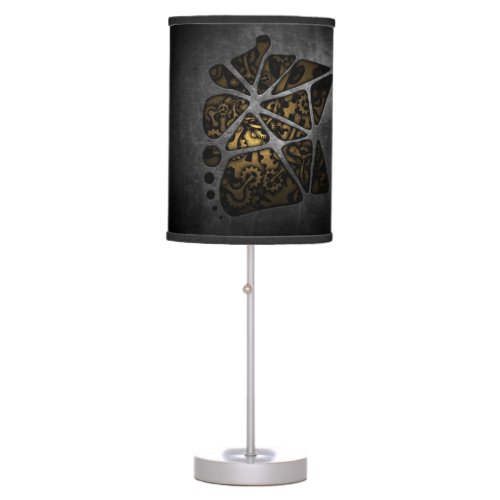 Dark steampunk cogwheel gears chassis table lamp