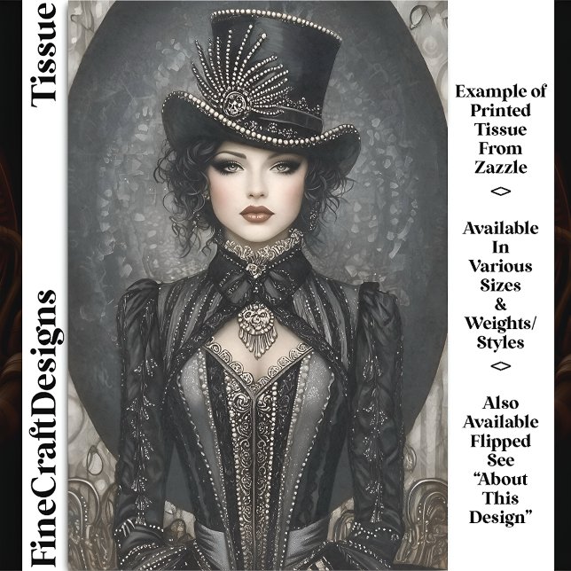 Dark Steampunk Lady Ringmaster DN7L Decoupage Tissue Paper (Creator Uploaded)