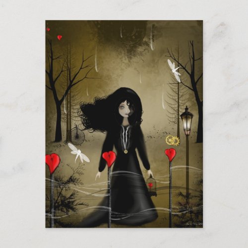 Dark Steampunk Valentine Postcard