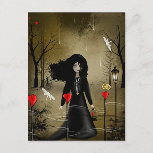 Dark Steampunk Valentine Postcard (Front)