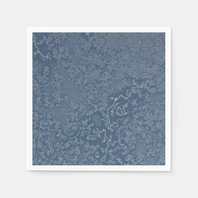 Dark Steel Blue Icy Crystals Paper Napkin (Front)