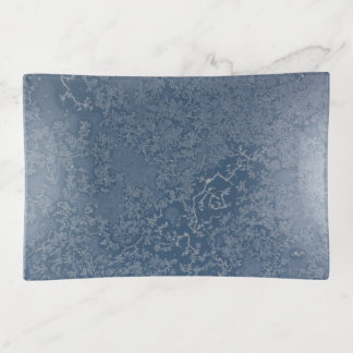 Dark Steel Blue Icy Crystals Trinket Tray