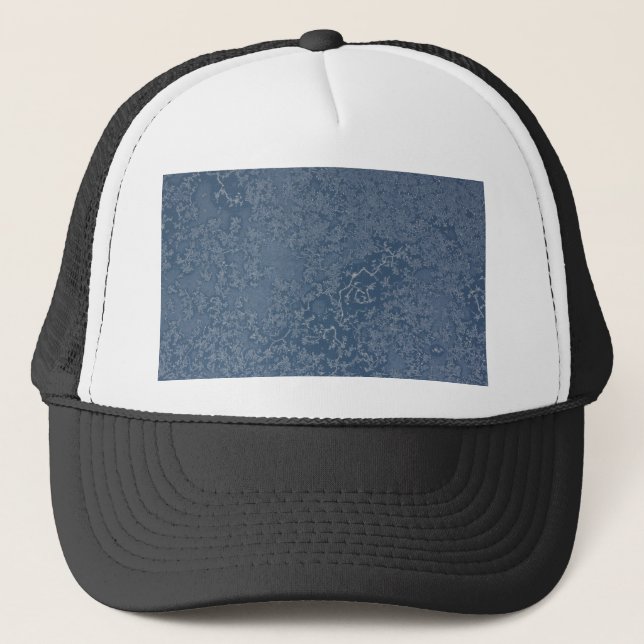 Dark Steel Blue Icy Crystals Trucker Hat (Front)