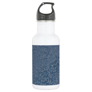 Dark Steel Blue Icy Crystals Water Bottle