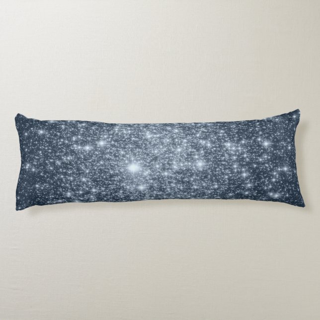 Dark Steel Blue Stars Body Pillow (Back)