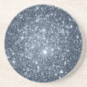 Dark Steel Blue Stars Drink Coaster