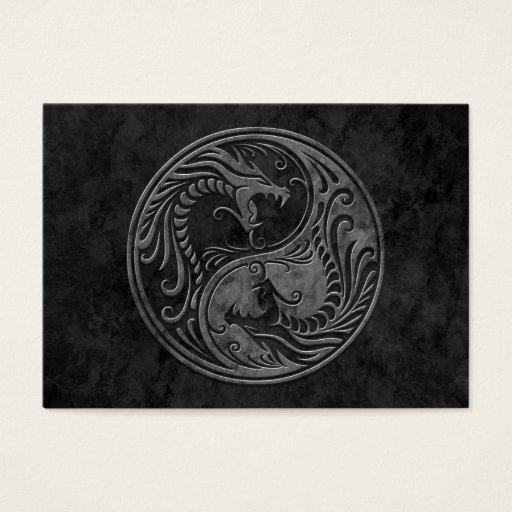 Customizable Dark Stone Yin Yang Dragons Business Card