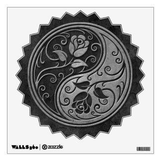 Dark Stone Yin Yang Roses Wall Decal