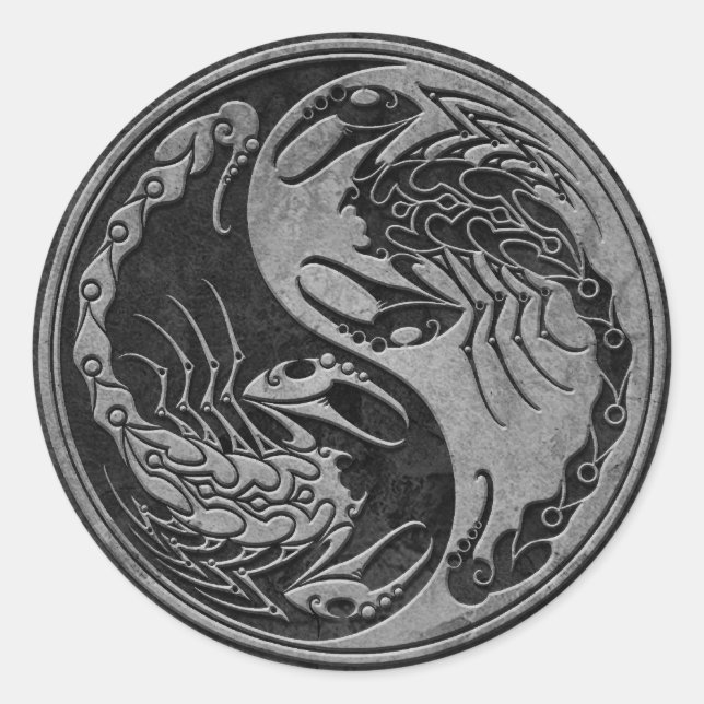 Dark Stone Yin Yang Scorpions Classic Round Sticker (Front)