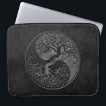 Dark Stone Yin Yang Trees Laptop Sleeve<br><div class="desc">This stylized grey yin yang features a twisted tree growing from the center of the design. The intricate branches that extend into the top of the pattern are a mirror image of the roots that hang below. Rough stone textures complete this stunning design that is a beautiful representation of the...</div>