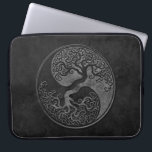 Dark Stone Yin Yang Trees Laptop Sleeve<br><div class="desc">This stylized grey yin yang features a twisted tree growing from the center of the design. The intricate branches that extend into the top of the pattern are a mirror image of the roots that hang below. Rough stone textures complete this stunning design that is a beautiful representation of the...</div>
