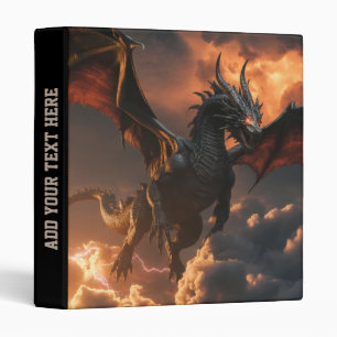 Dark Storm Dragon of the Burning Sky Personalized  3 Ring Binder