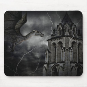 Dark stormy night gothic fantasy dragon mouse pad