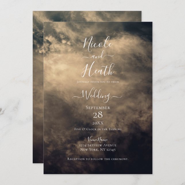 Dark Stormy Sky Wedding Invitation (Front/Back)