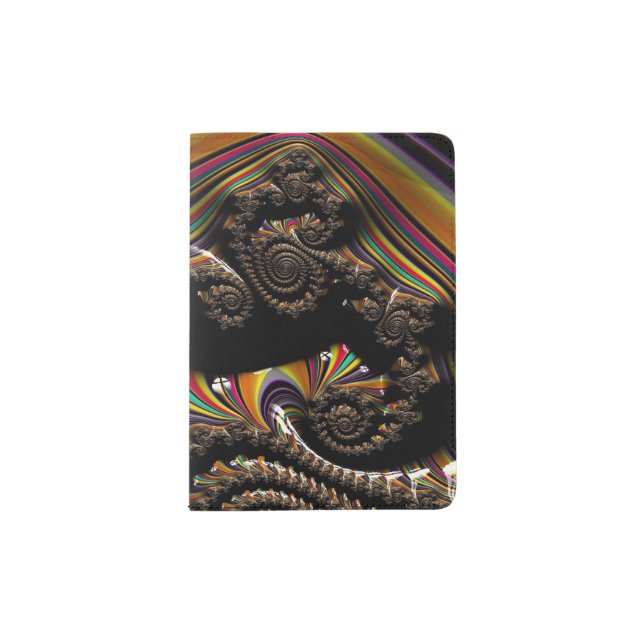 Dark Striped Spiral 3D Fractal Art Unisex Passport Holder (Front)