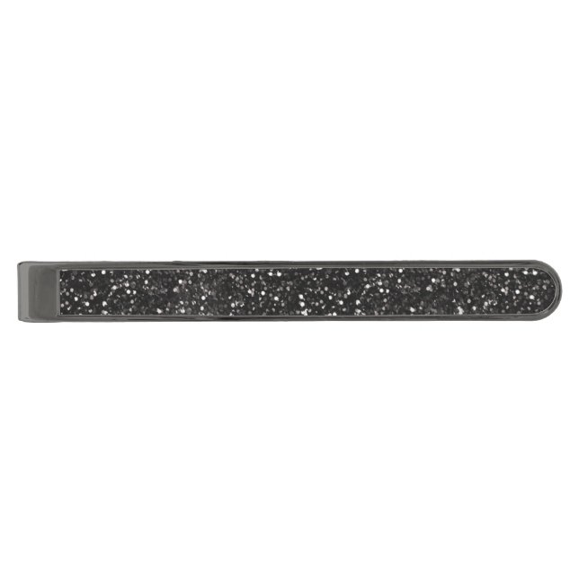 Dark Stylish Silver Grey Black Glitter Gunmetal Finish Tie Clip (Front)