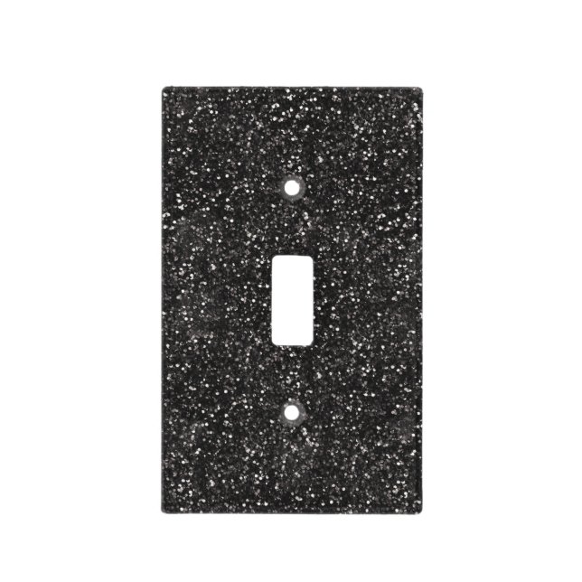 Dark Stylish Silver Grey Black Glitter Light Switch Cover (Front)