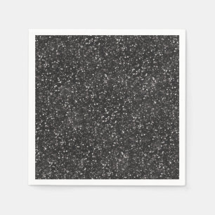 Dark Stylish Silver Grey Black Glitter Napkins