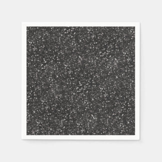 Dark Stylish Silver Grey Black Glitter Napkins
