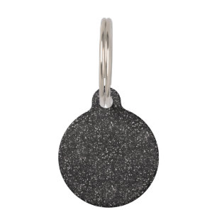 Dark Stylish Silver Grey Black Glitter Pet ID Tag