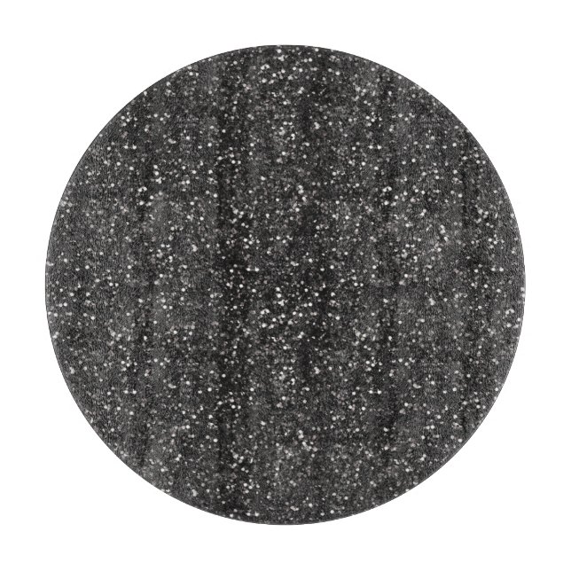 Dark Stylish Silver Grey Glitter Cutting Board (Front)