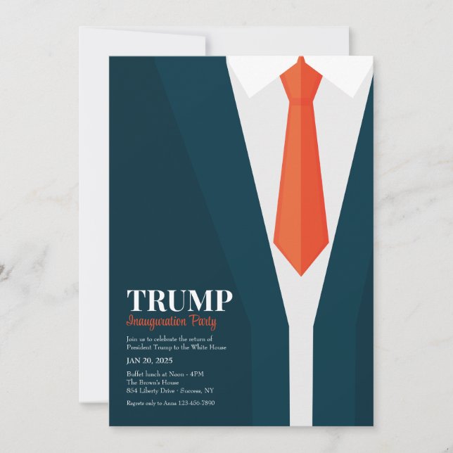Dark Suit Red Tie Inauguration Party Invitation (Front)