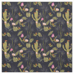 Dark Summer Night Cactus Pattern Fabric