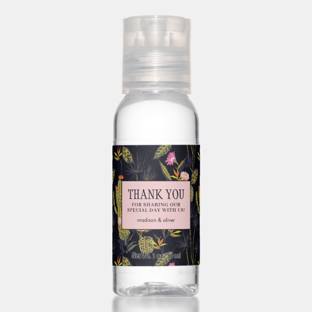 Dark Summer Night Cactus Pattern - Thank You Hand Sanitizer (Front)