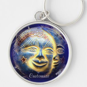 dark sun face/moon face keychain