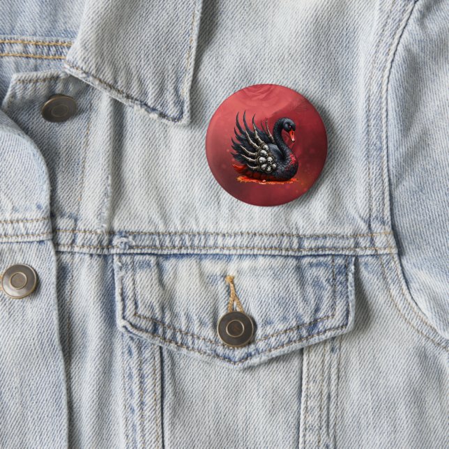 Dark Swan of Bones – Gothic Elegance  Button (In Situ)