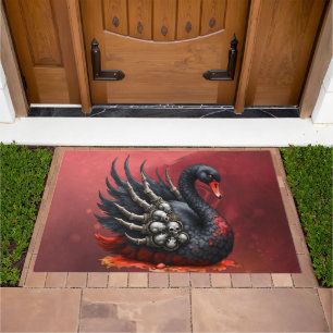 Dark Swan of Bones – Gothic Elegance Doormat