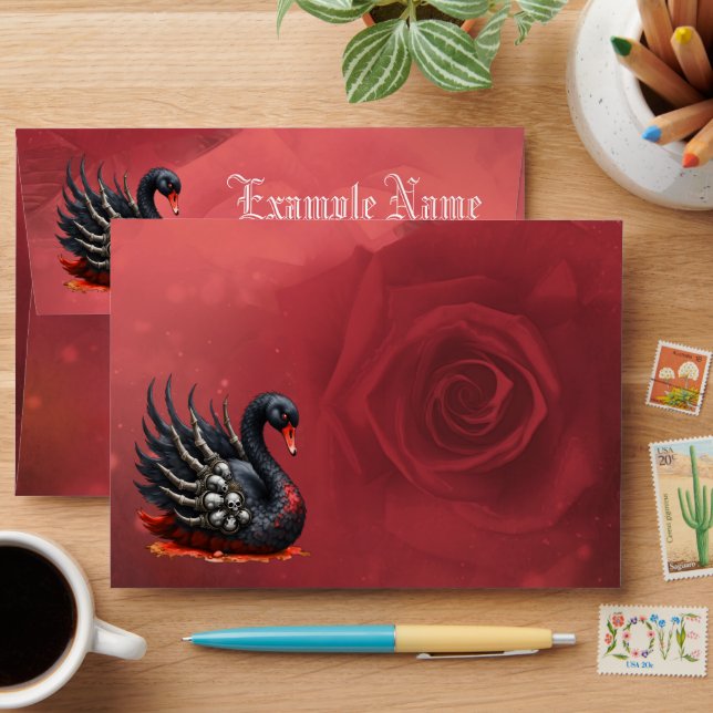 Dark Swan of Bones – Gothic Elegance Envelope (Desk)