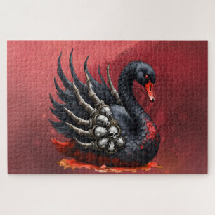Dark Swan of Bones – Gothic Elegance Jigsaw Puzzle