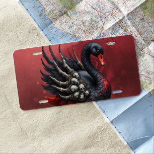 Dark Swan of Bones – Gothic Elegance  License Plate