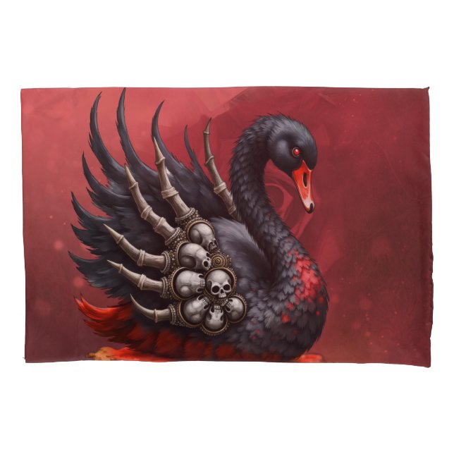 Dark Swan of Bones – Gothic Elegance  Pillow Case (Front)