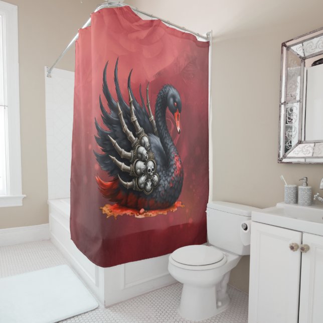 Dark Swan of Bones – Gothic Elegance  Shower Curtain (In Situ)