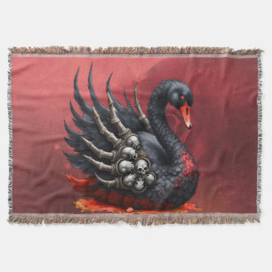 Dark Swan of Bones – Gothic Elegance Throw Blanket