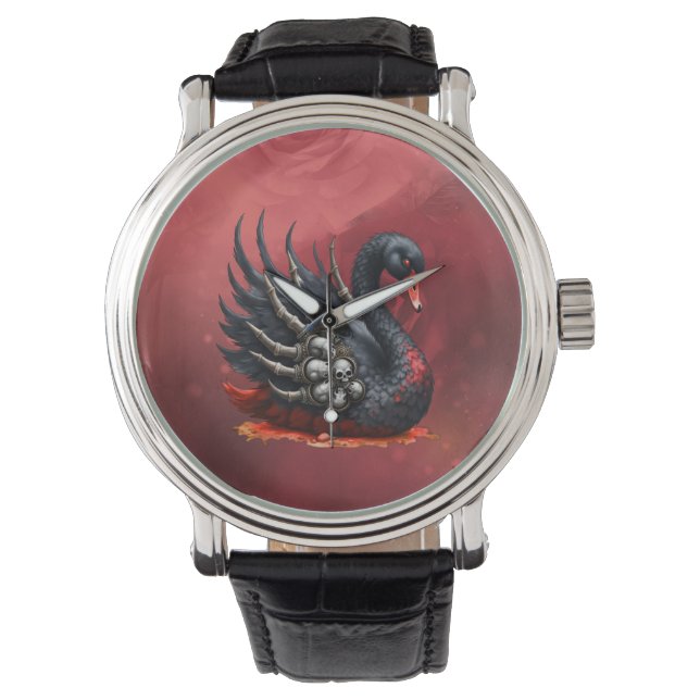 Dark Swan of Bones – Gothic Elegance  Watch (Front)