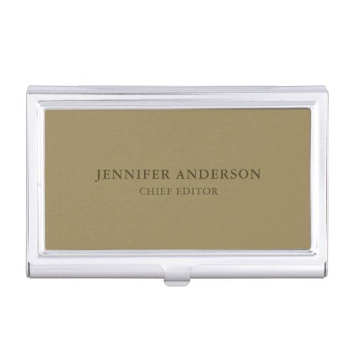 Dark Tan Brown Color Professional Modern Plain Business Card Case