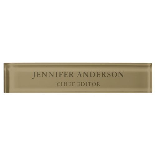 Dark Tan Brown Color Professional Modern Plain Desk Name Plate